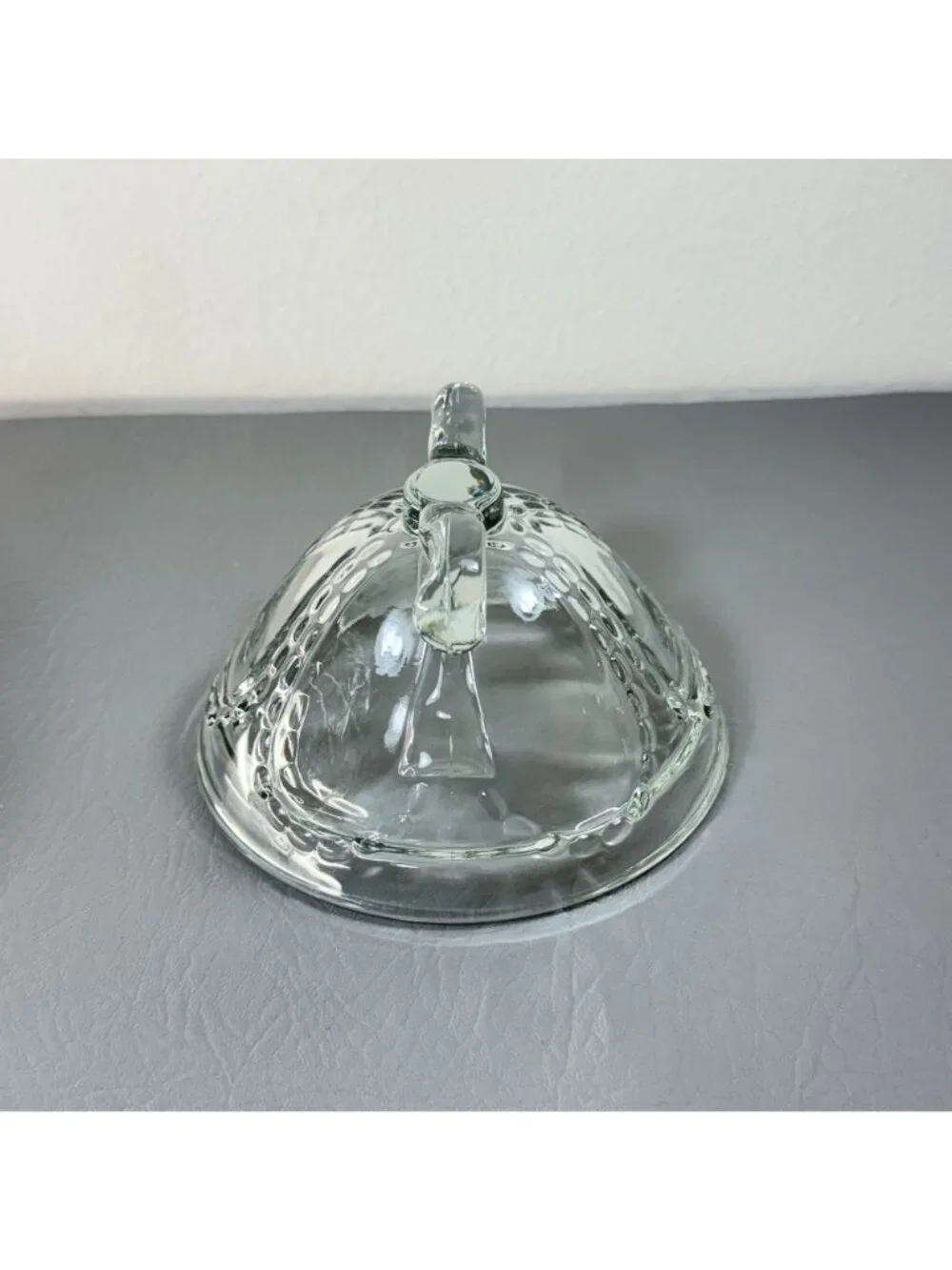 Vintage Clear Glass Easter Egg Candy Jar Container with Bow Lid 8